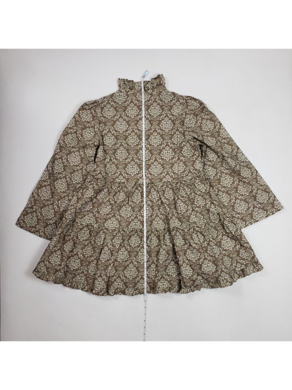 Hyacinth House Russell Mini Dress Olive Women’s Small Bell Sleeve Tiered NWT - Picture 8 of 16